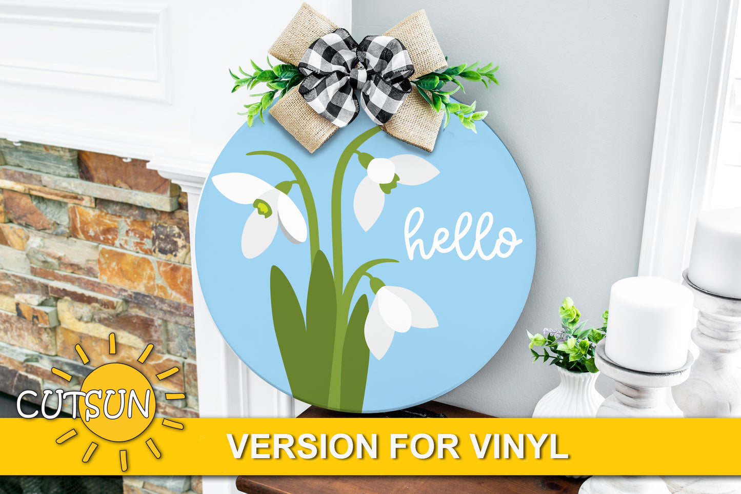 Snowdrops door hanger SVG | Spring door hanger SVG