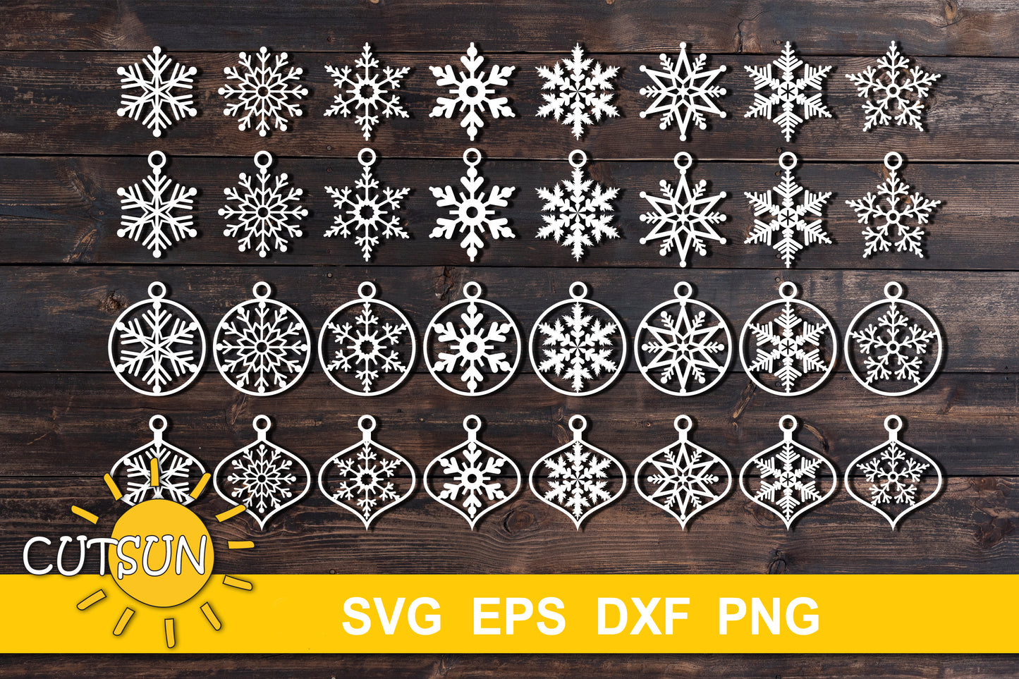 Snowflake Ornaments SVG Bundle