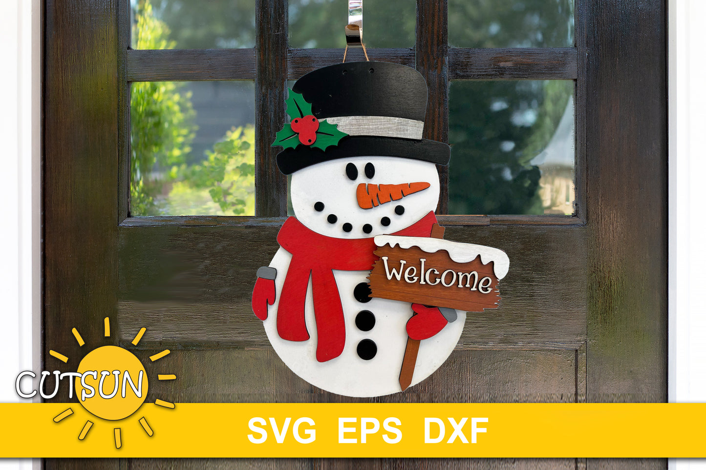 Snowman Welcome sign SVG