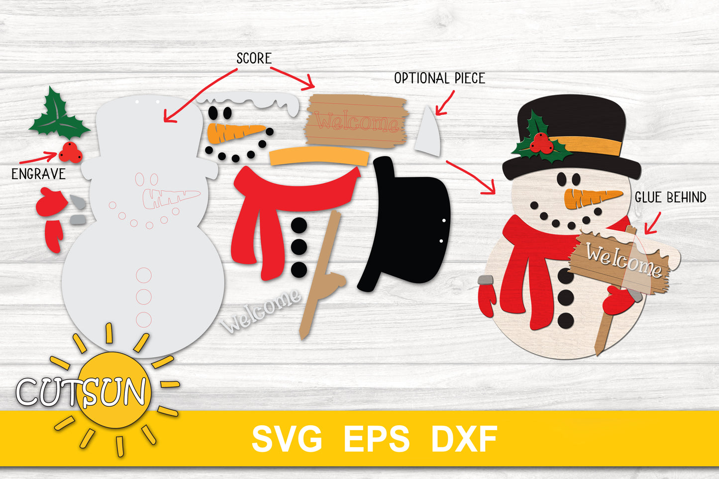 Snowman Welcome sign SVG
