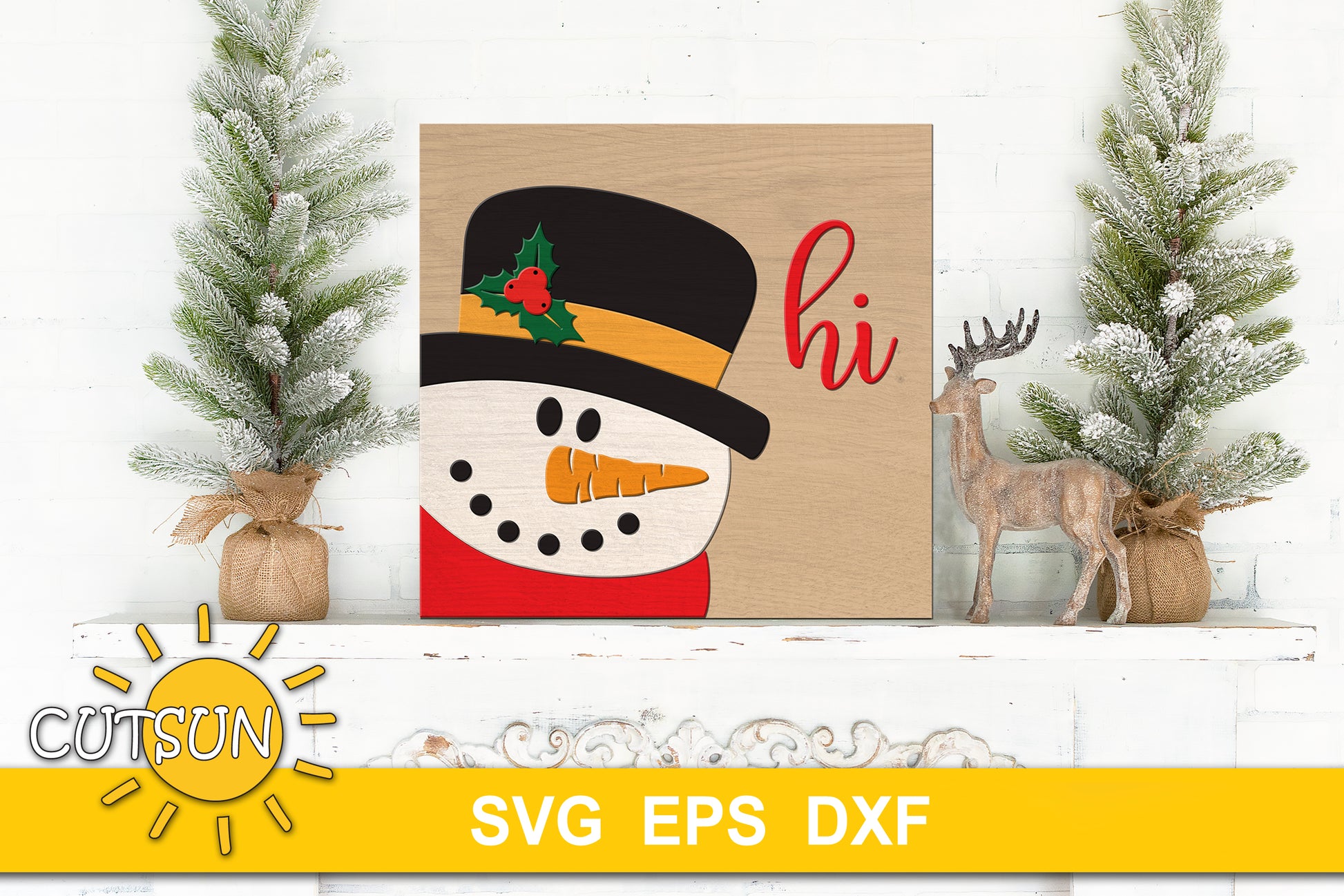 Snowman square sign SVG