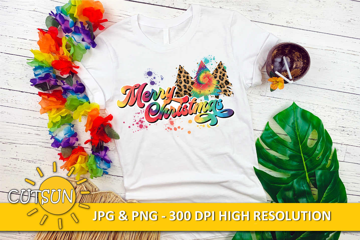Merry Christmas Tie Dye Splashes sublimation design