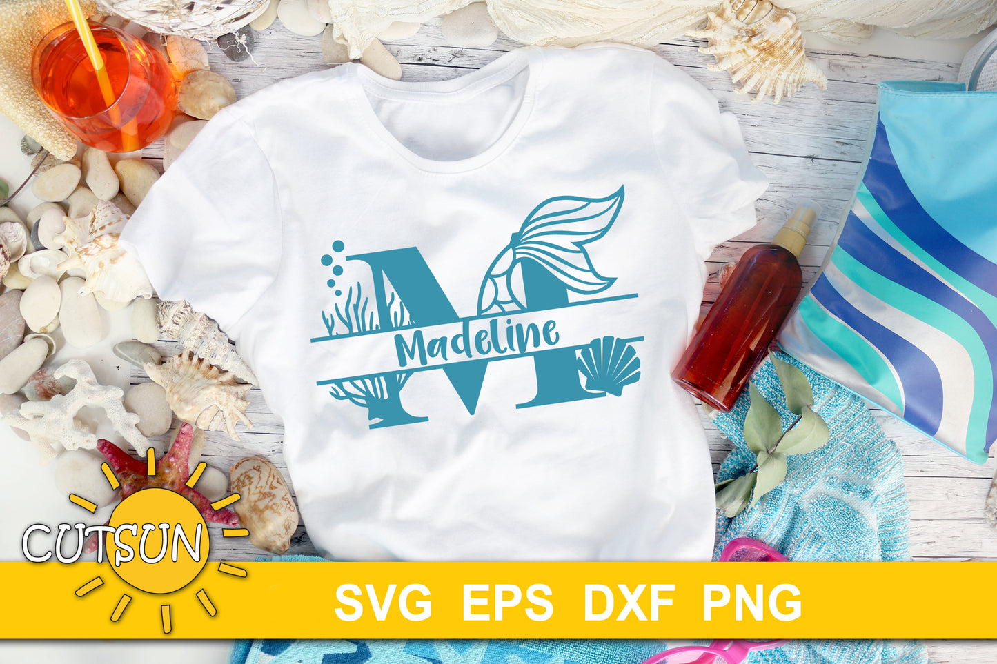 Mermaid Split Alphabet SVG 26 letters | Mermaid Split Monogram SVG