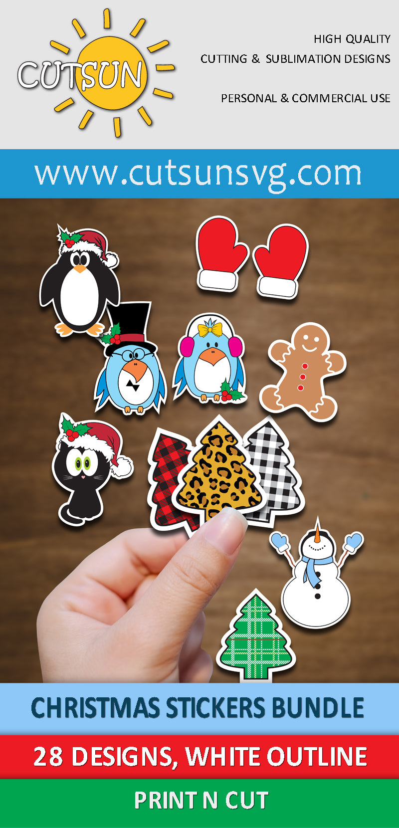 Print n Cut Christmas stickers bundle