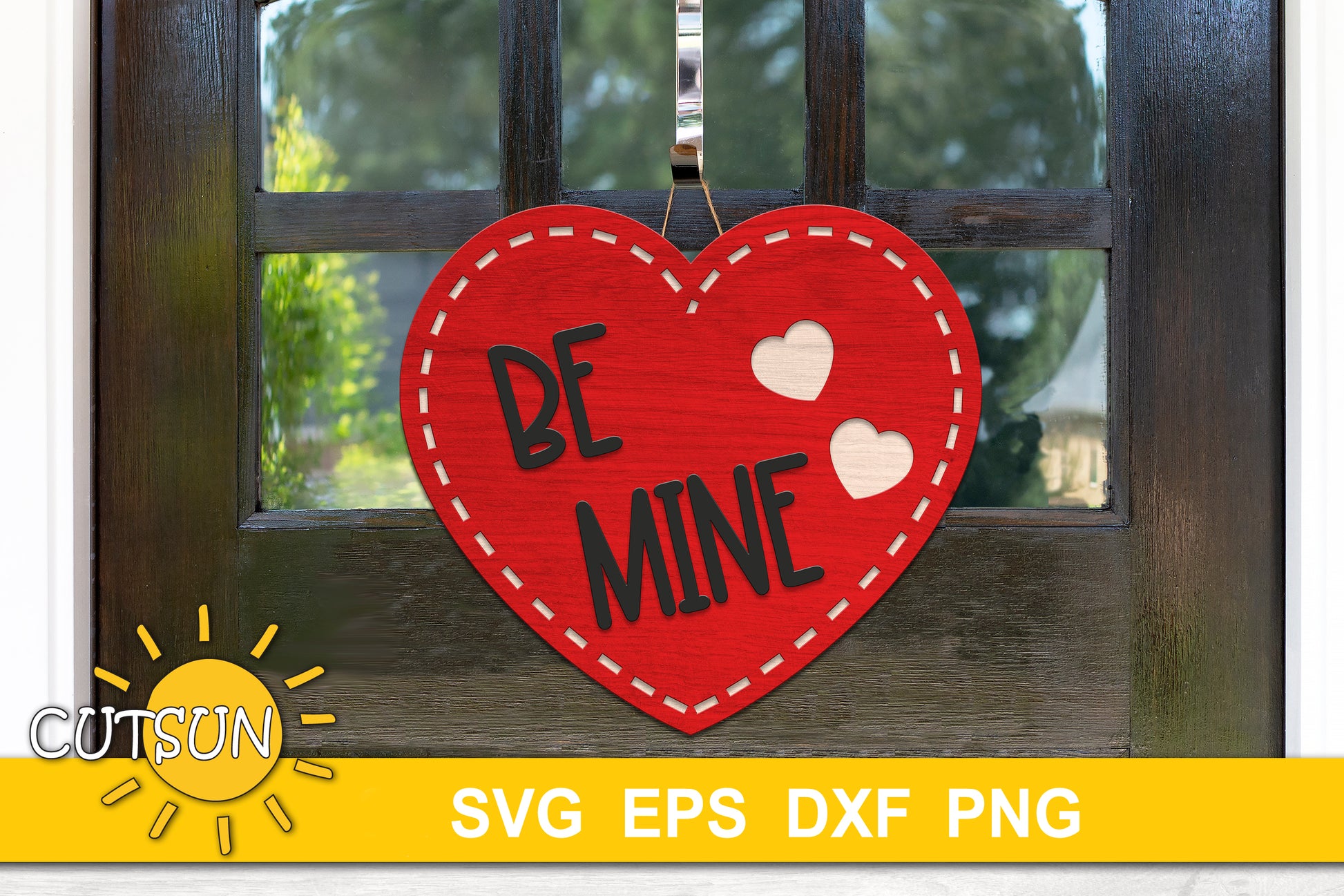 Valentines Day door hanger SVG | Stitched Heart Be Mine SVG