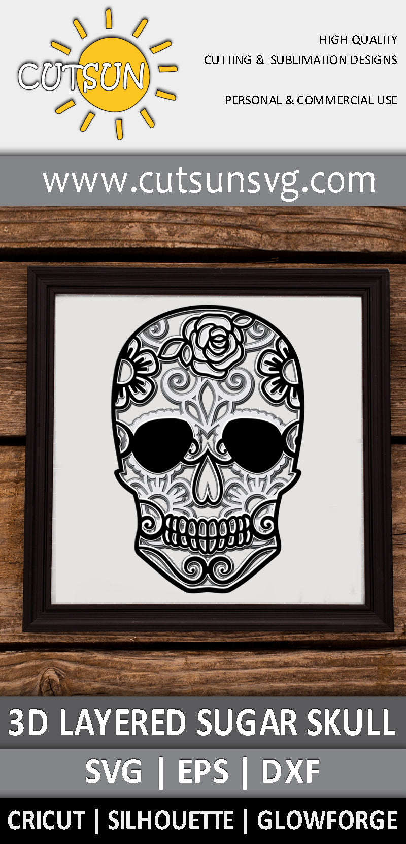 3D Layered skull SVG