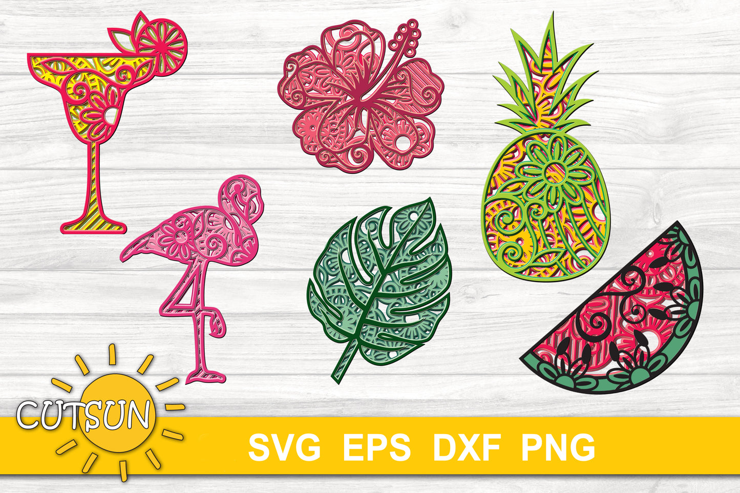 3D Layered Summer SVG Bundle