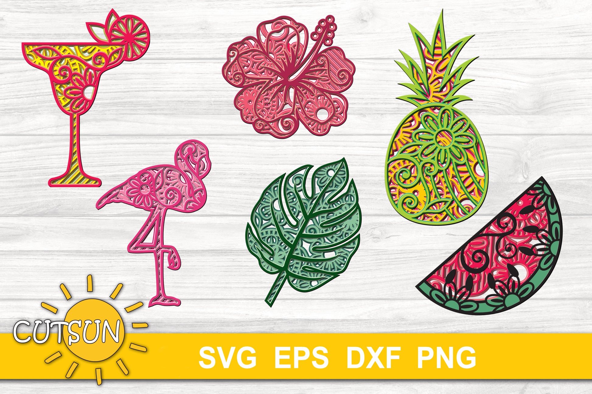 3D Layered Summer SVG Bundle