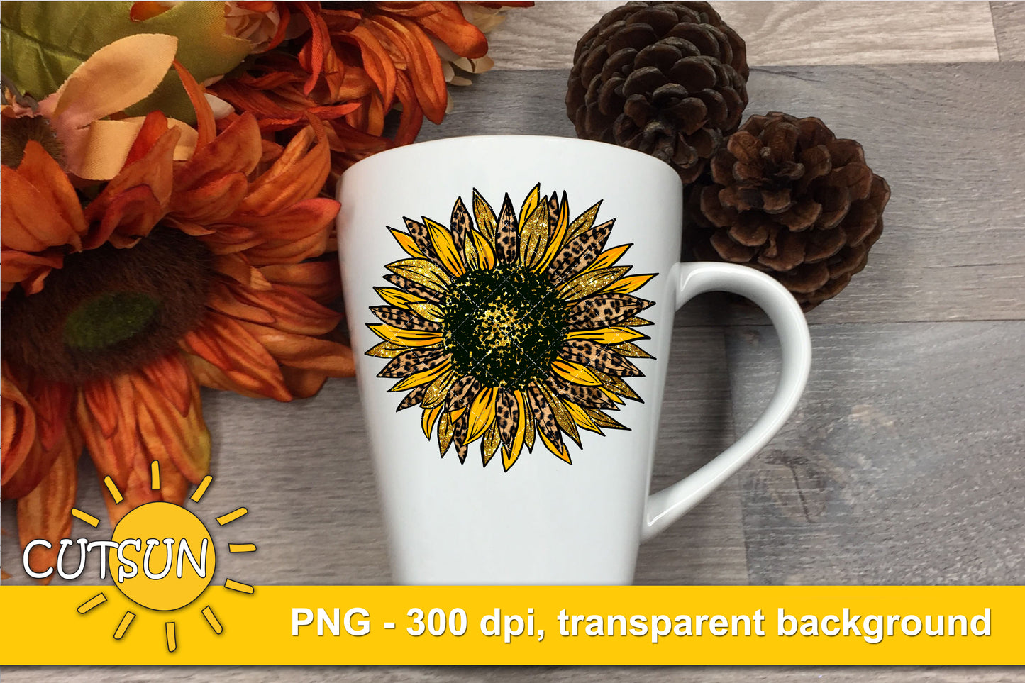 Sunflower Leopard Glitter sublimation