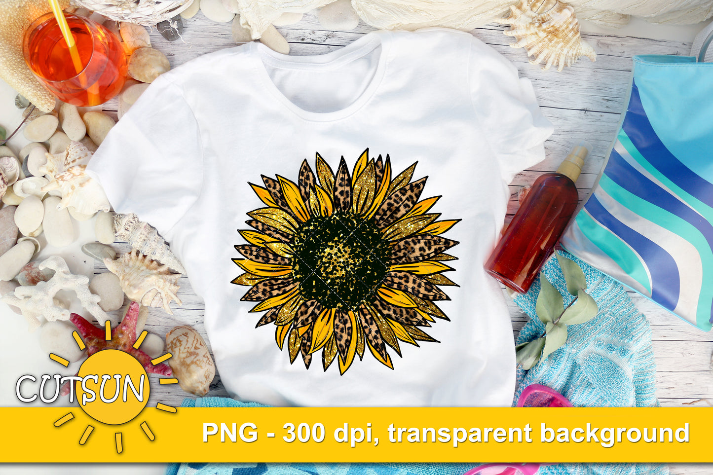 Sunflower Leopard Glitter sublimation