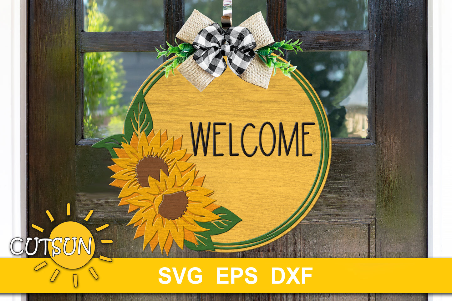 Sunflowers welcome sign SVG