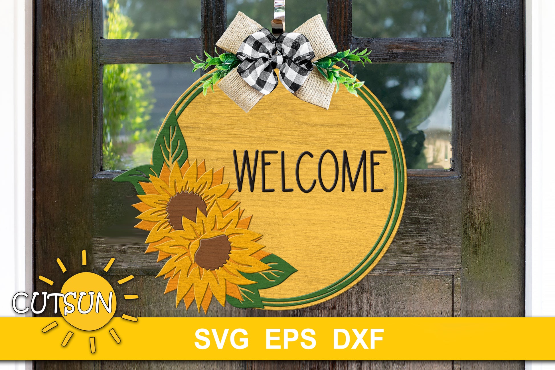 Sunflowers welcome sign SVG