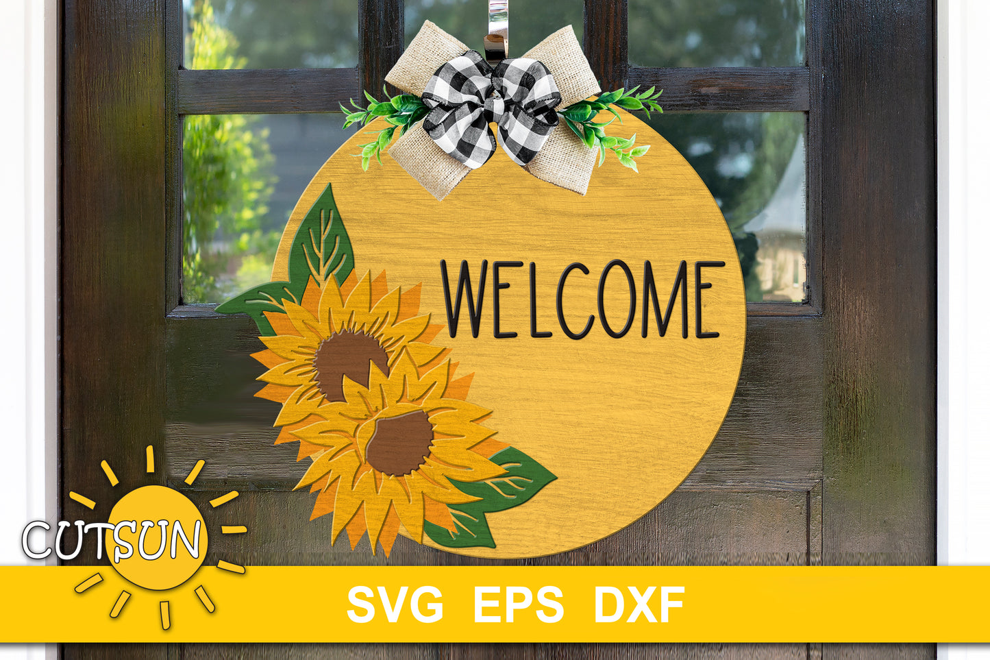 Sunflowers welcome sign SVG