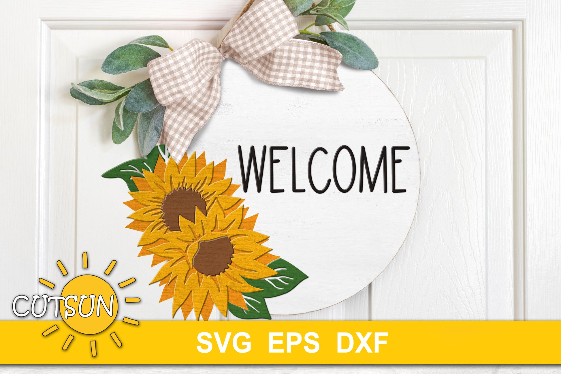 Sunflowers welcome sign SVG
