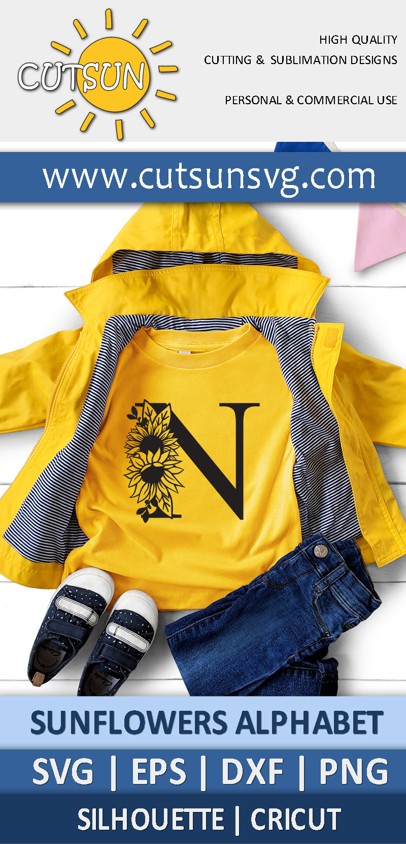 Floral Alphabet Sunflowers SVG 26 letters | Monogram SVG