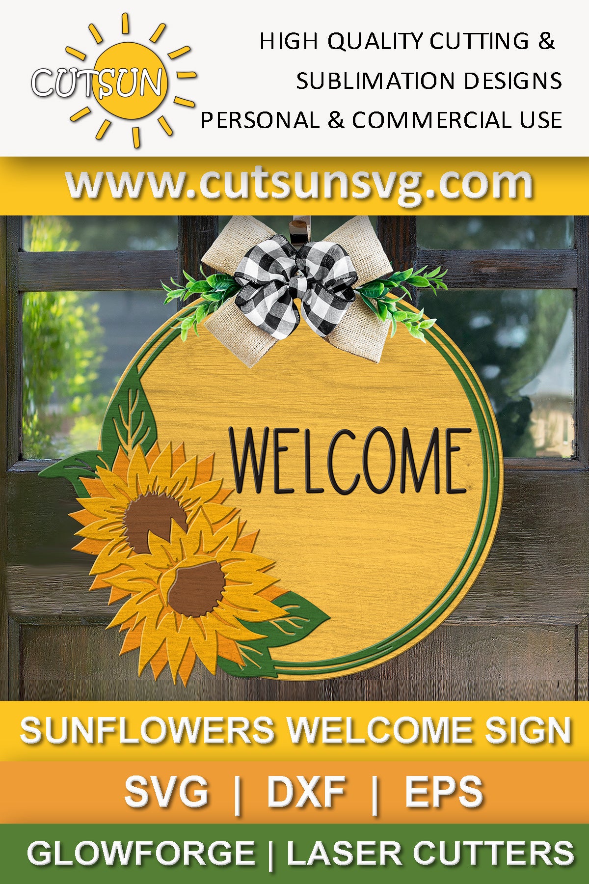 Sunflowers welcome sign SVG