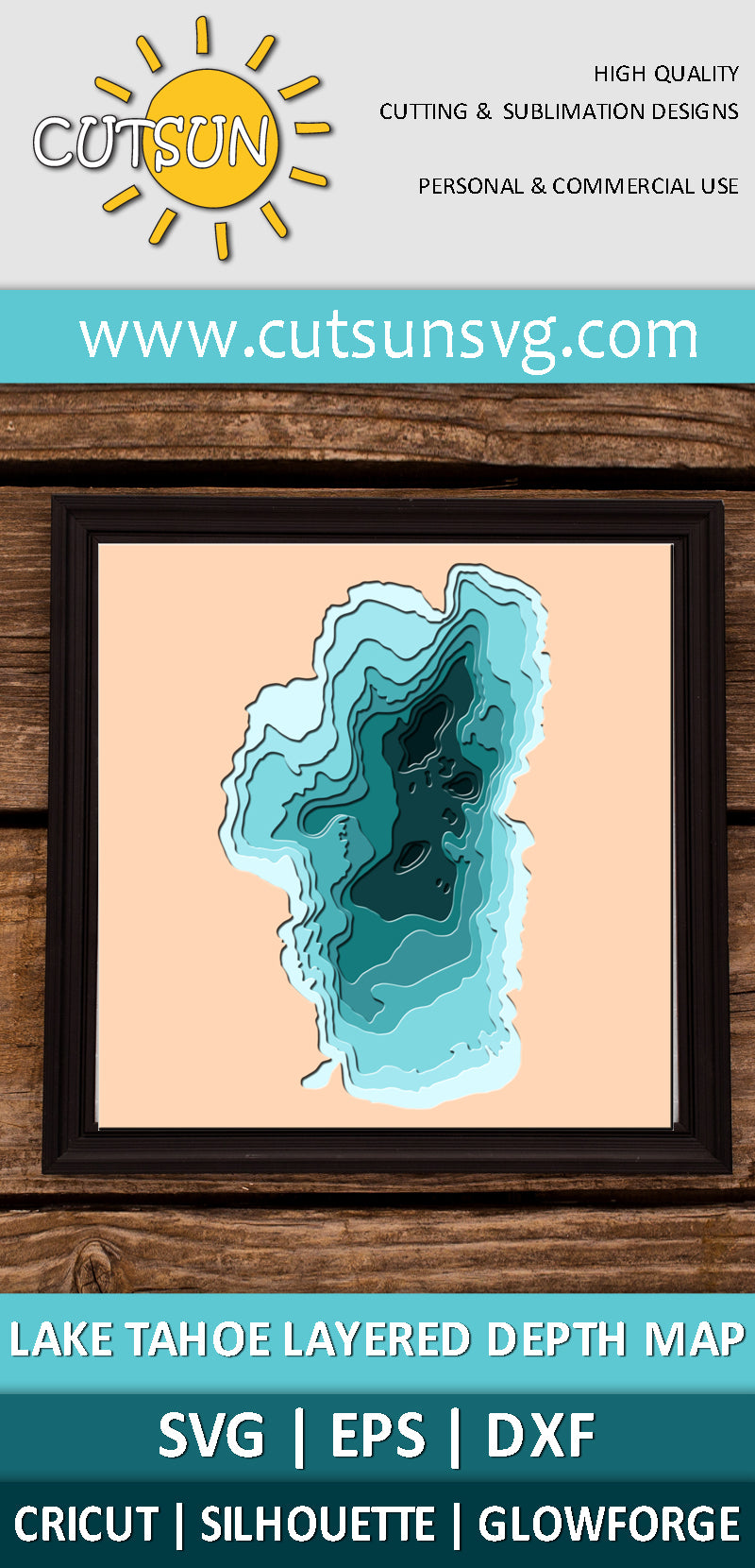 3D Layered Lake Tahoe Depth Map SVG