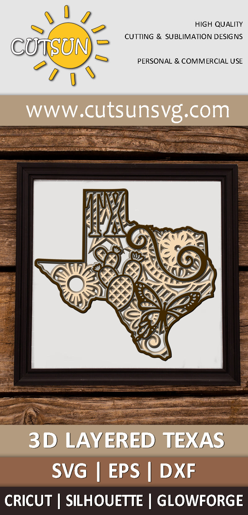 3D Layered Texas SVG