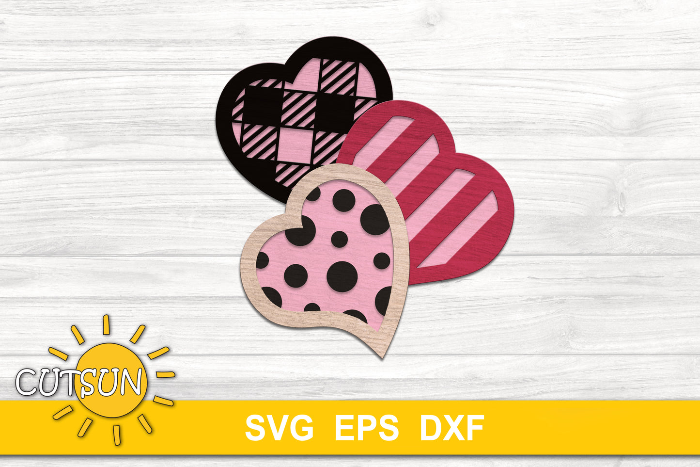 Patterned hearts door hanger svg