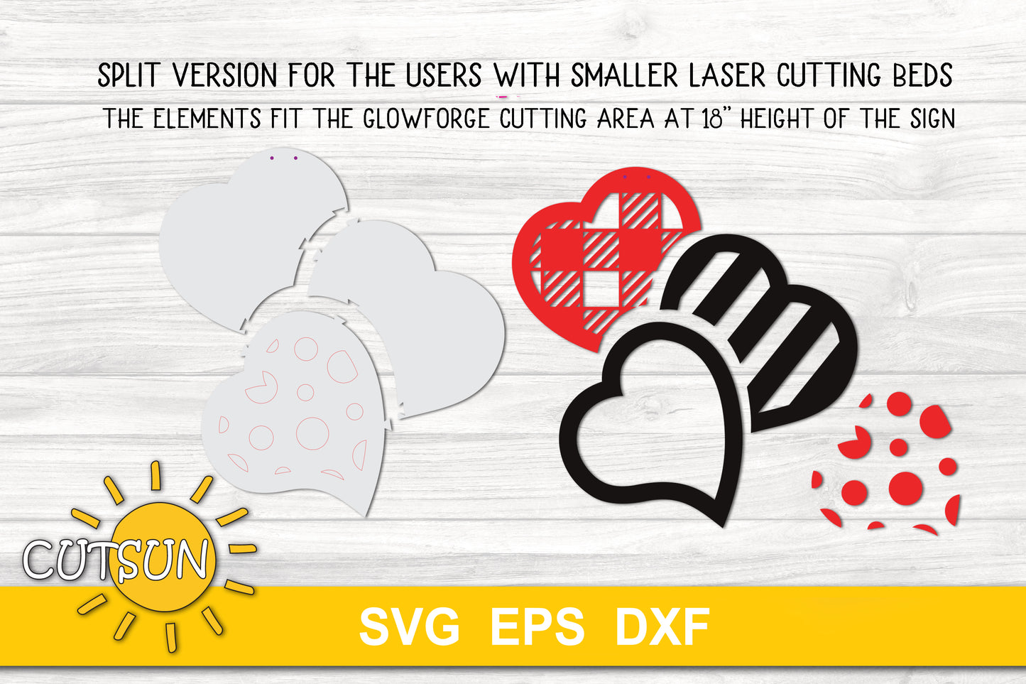 Valentines Day Door Hanger SVG | Valentine's day Hearts svg | Patterned hearts door hanger svg