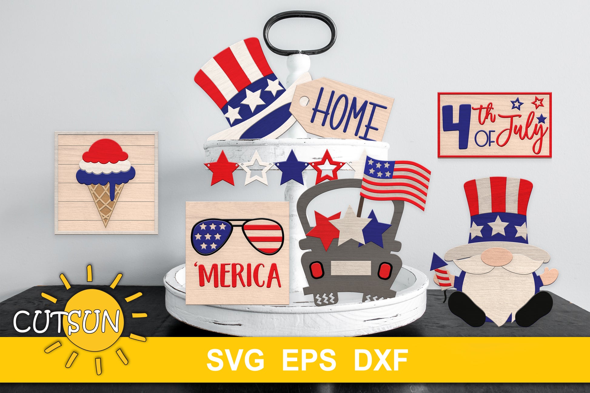 Patriotic Tiered Tray Decor SVG