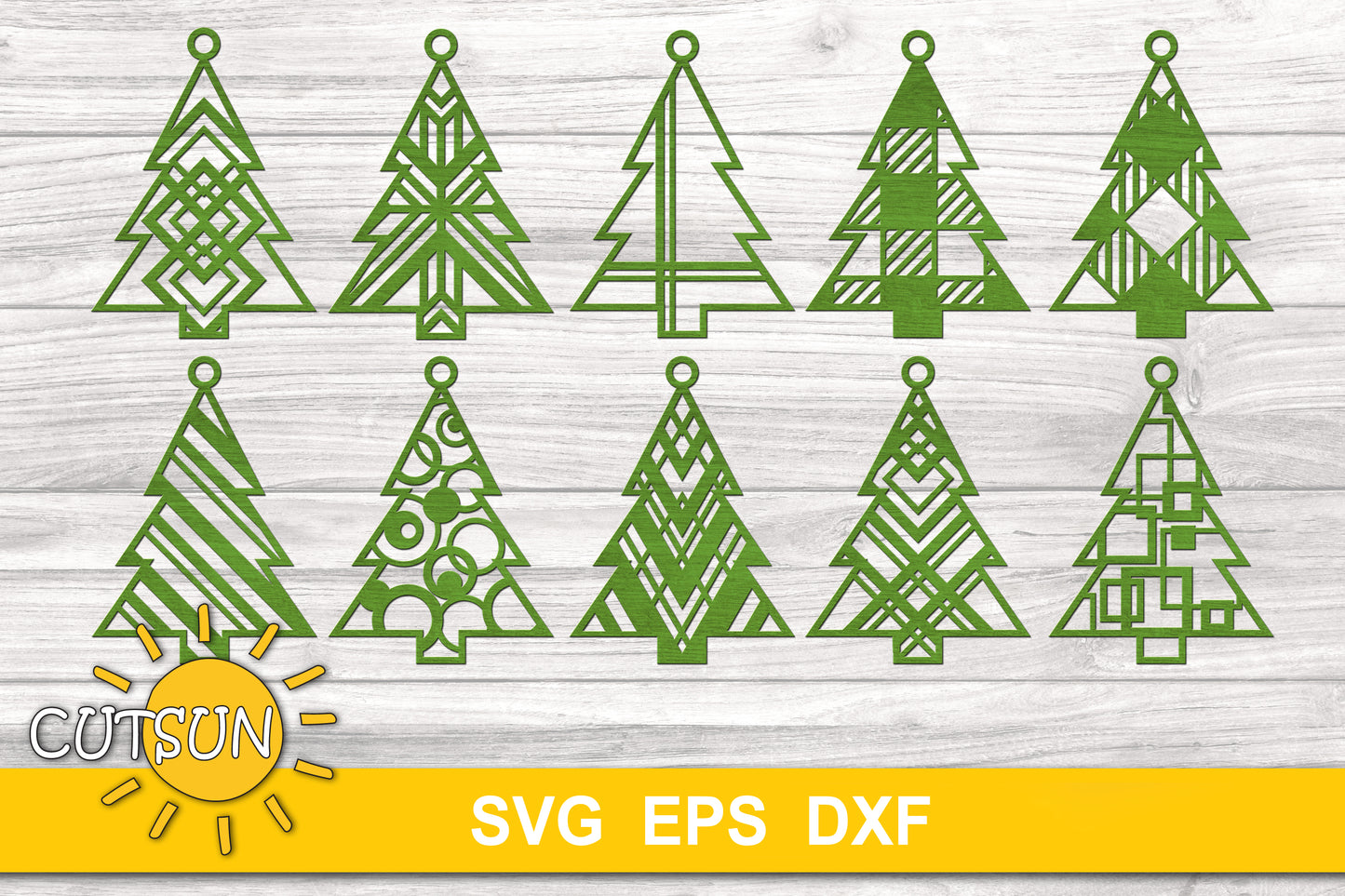 Christmas Trees with Geometric patterns SVG bundle