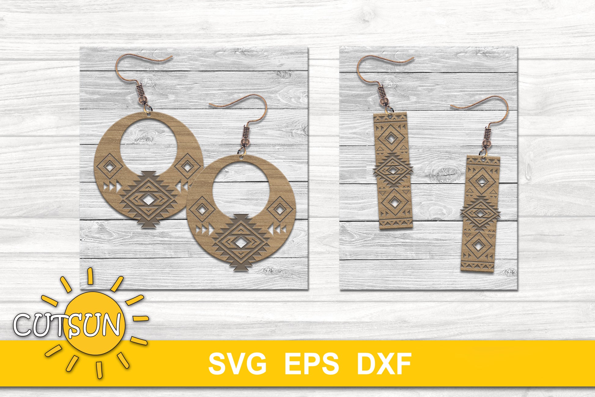 Aztec Tribal Earrings SVG bundle