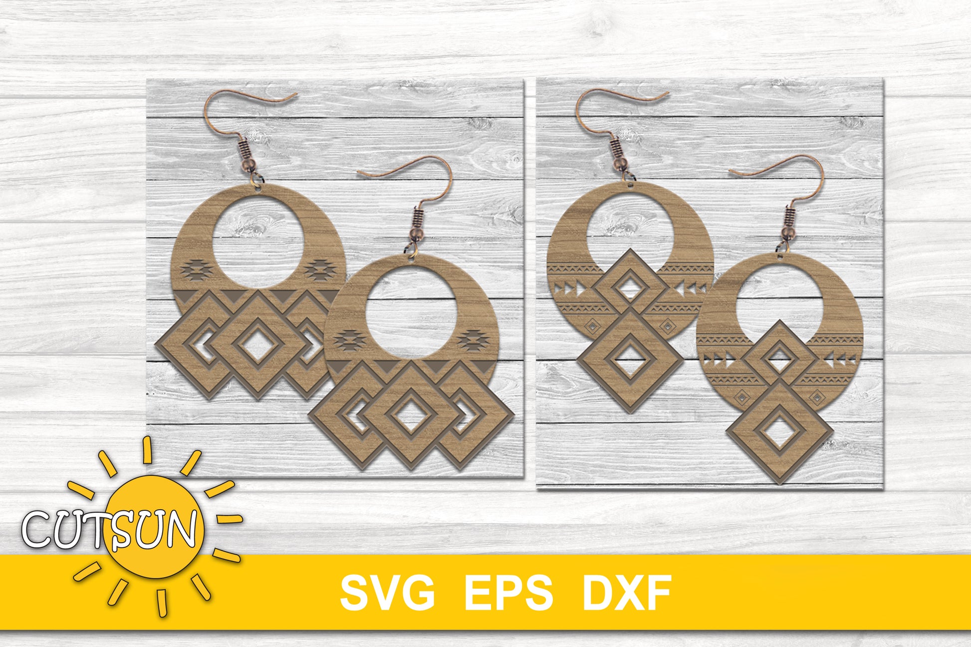 Aztec Tribal Earrings SVG bundle