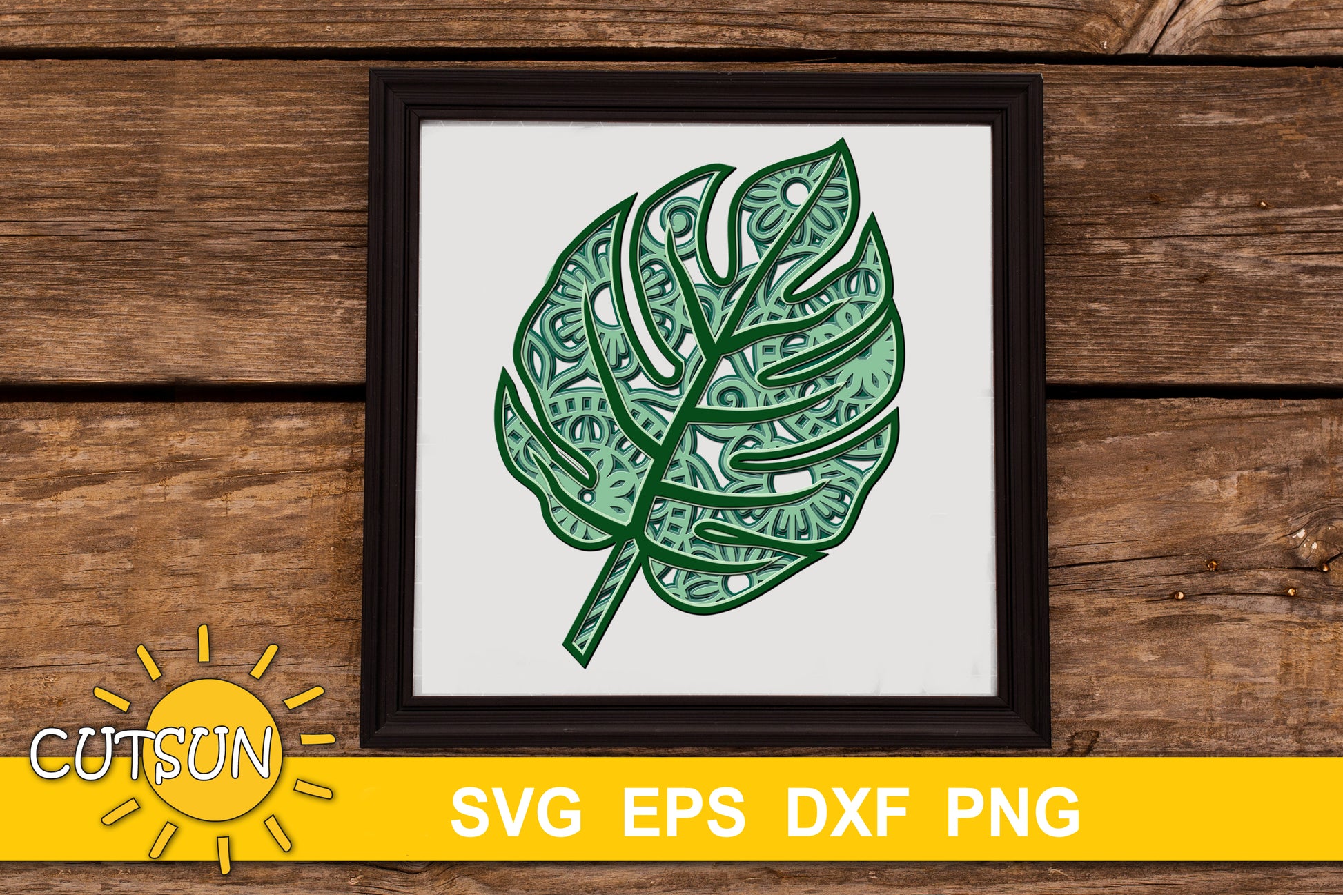 3D Layered Monstera Leaf SVG