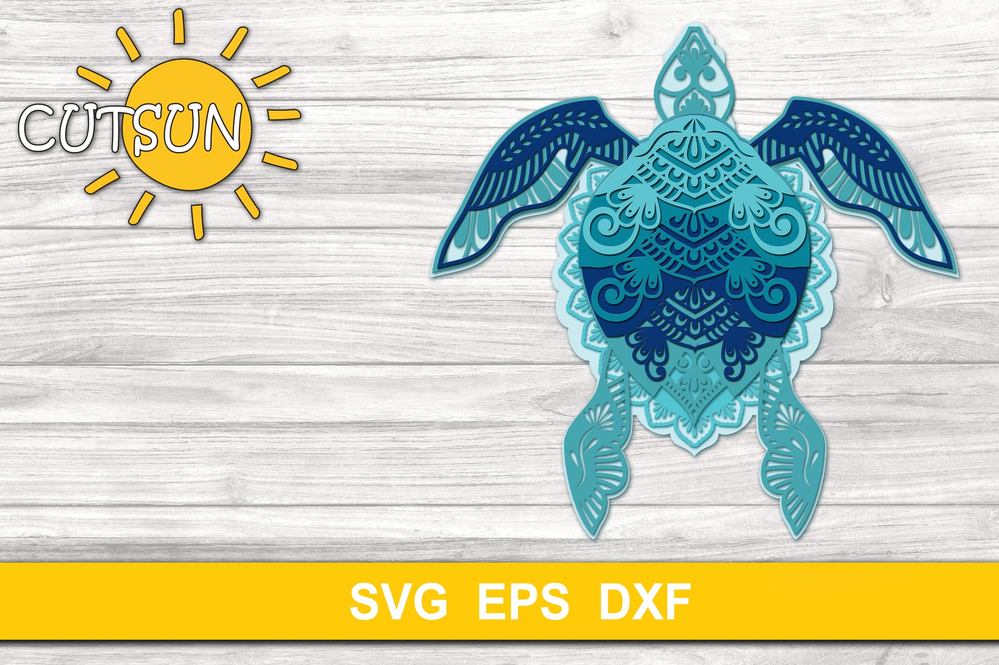 3D Layered Mandala Turtle SVG
