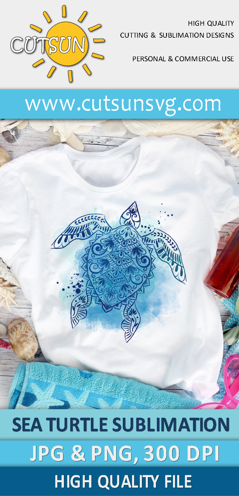 Sea Turtle Sublimation Design