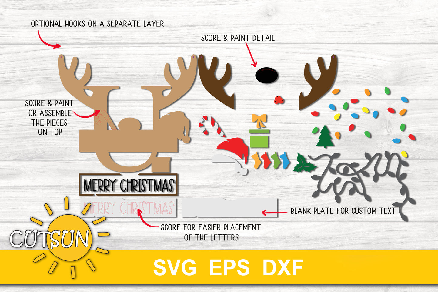 Letter U Christmas monogram door hanger SVG