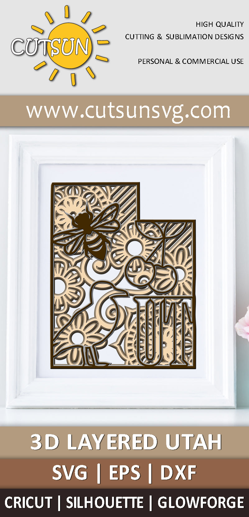 3D Layered Utah Mandala SVG