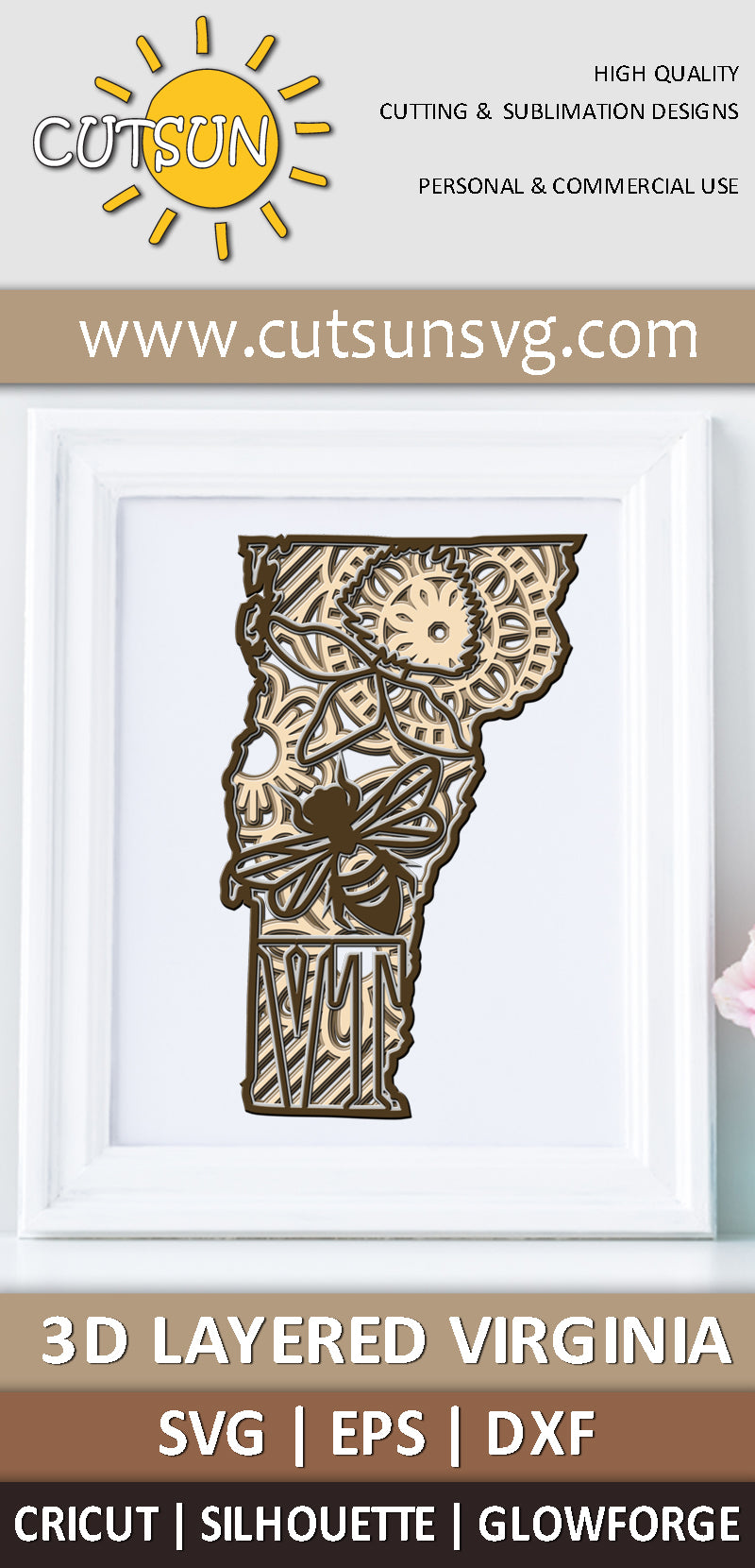 3D Layered Vermont SVG