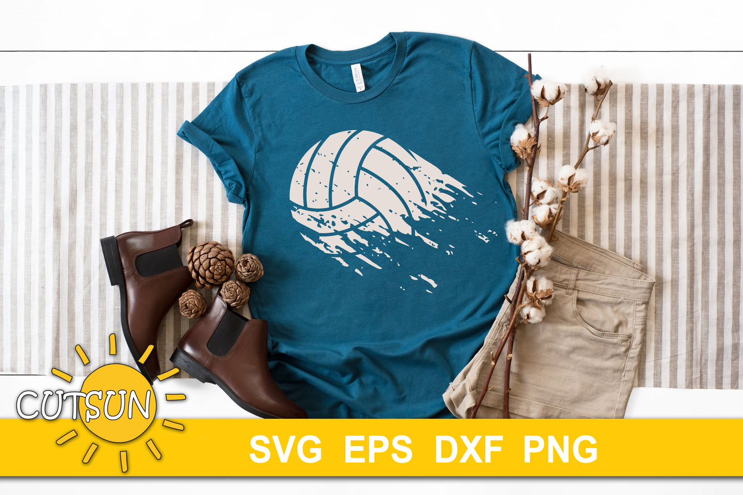 Distressed volleyball svg