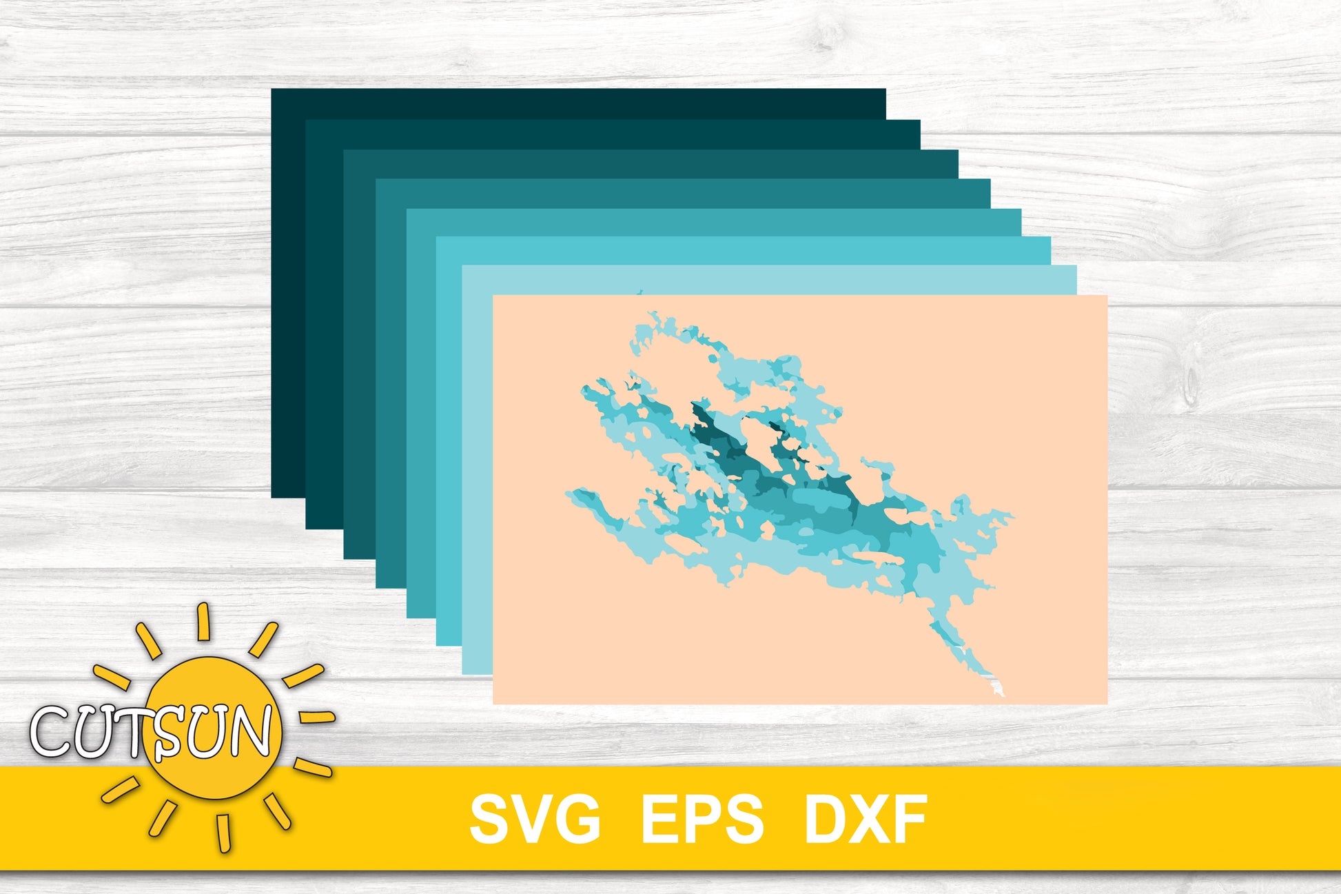 3D Layered Lake Winnipesaukee Map SVG