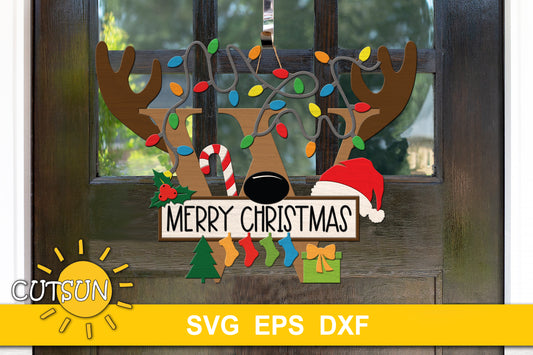 Letter W Christmas monogram door hanger SVG