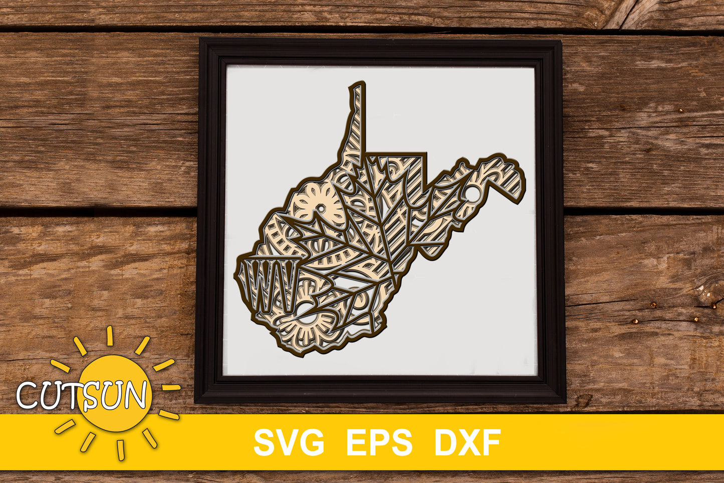 3D Layered West Virginia SVG