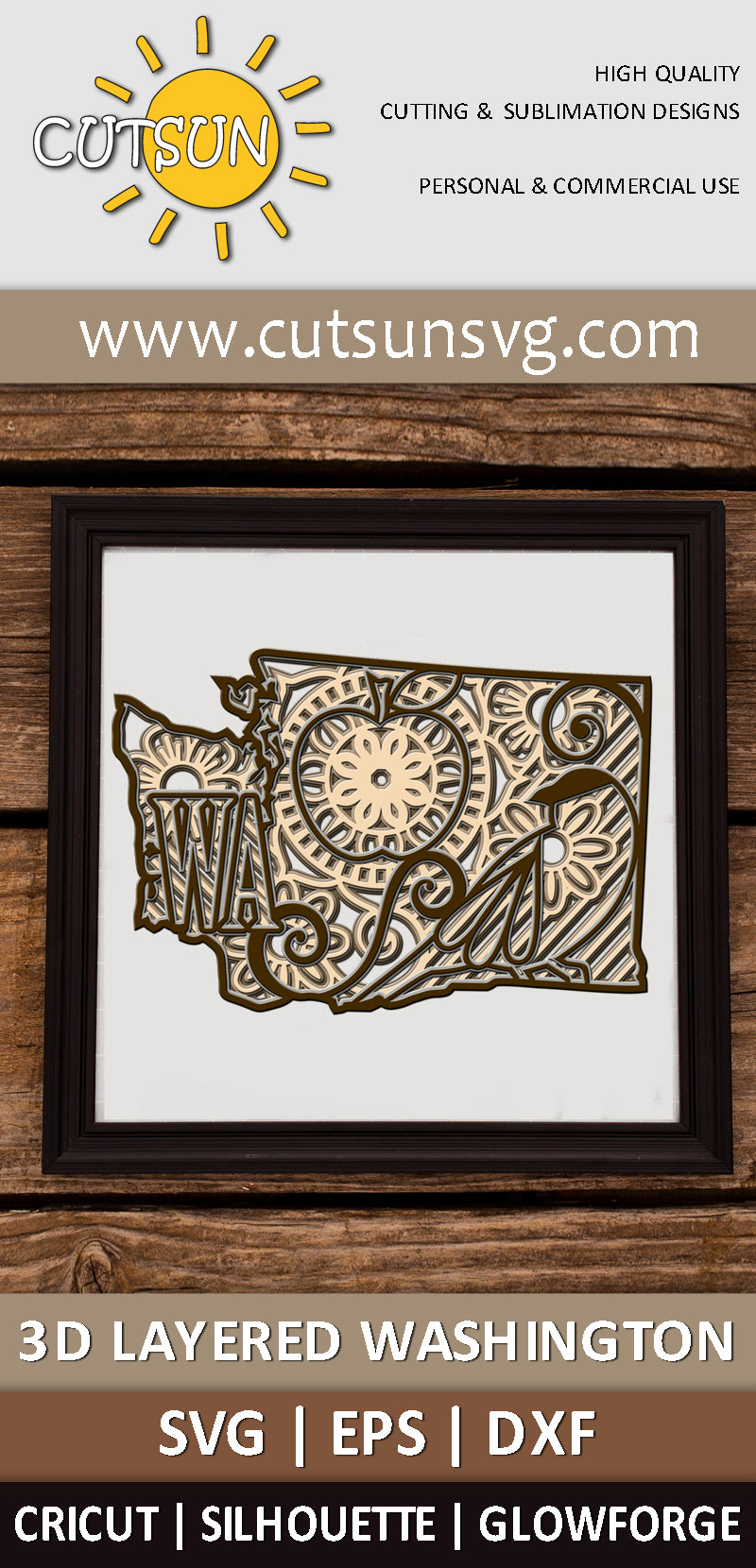 3D Layered Washington Mandala SVG