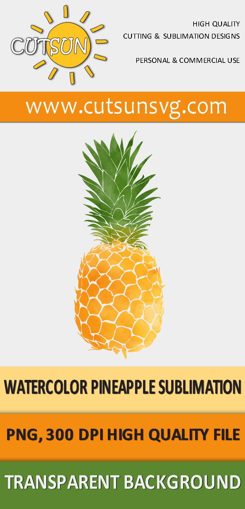 Pineapple sublimation Watercolor design
