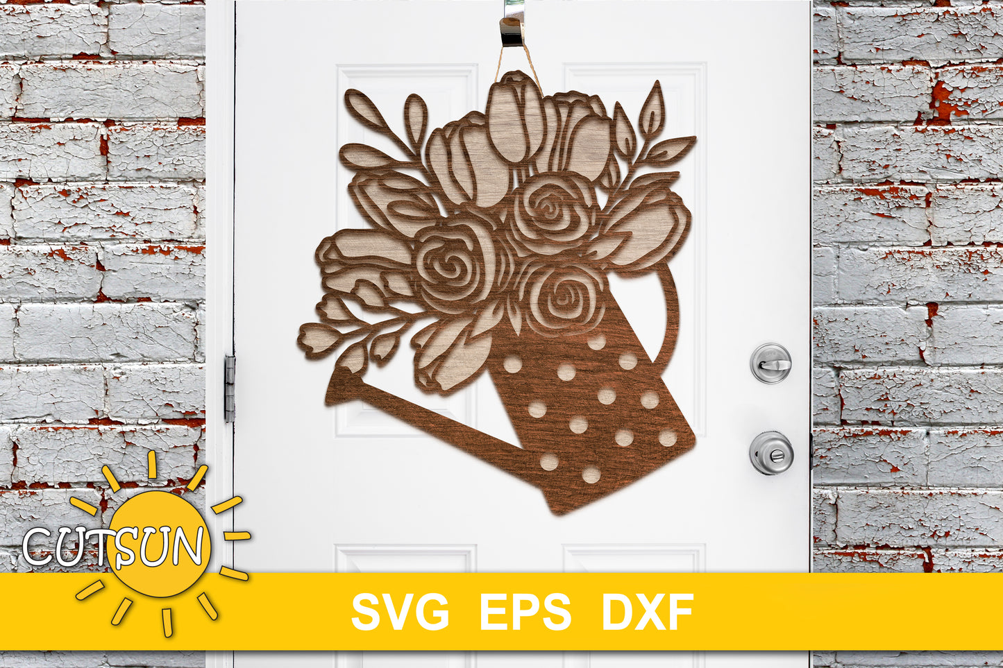 Floral Watering Can door hanger SVG | Spring door hanger SVG | Floral door hanger SVG