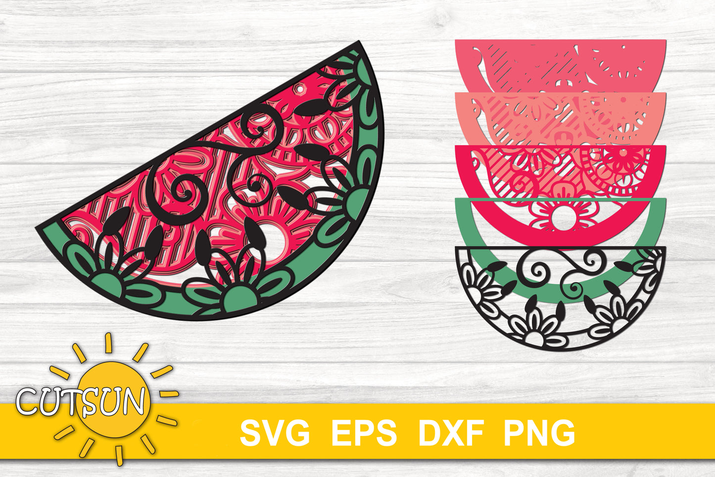 3D layered Watermelon SVG