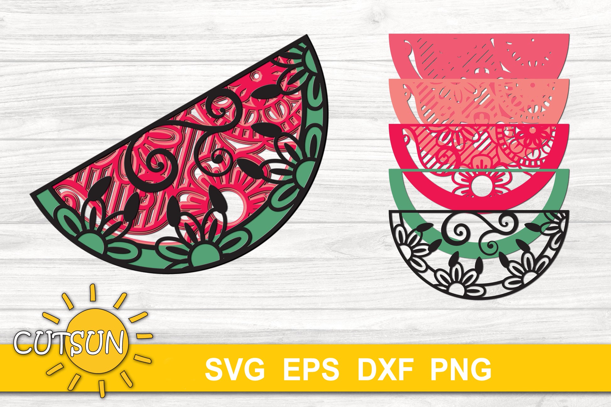 3D layered Watermelon SVG