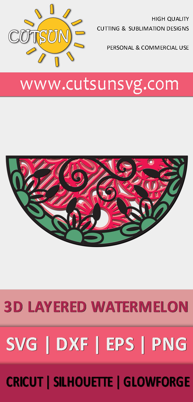 3D layered Watermelon SVG