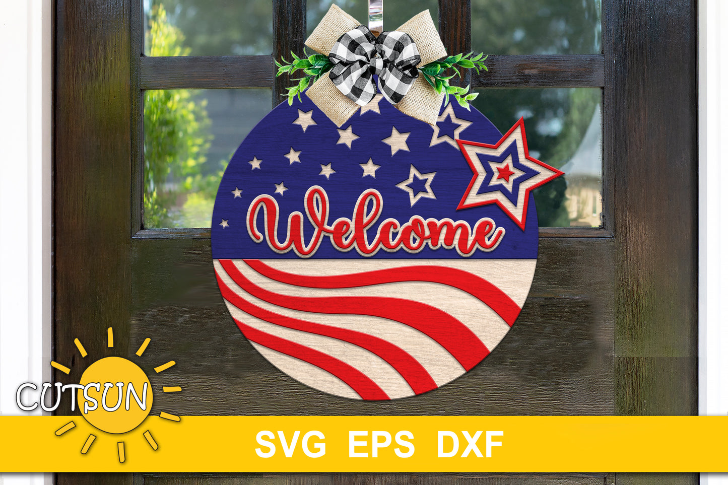 US flag door hanger svg