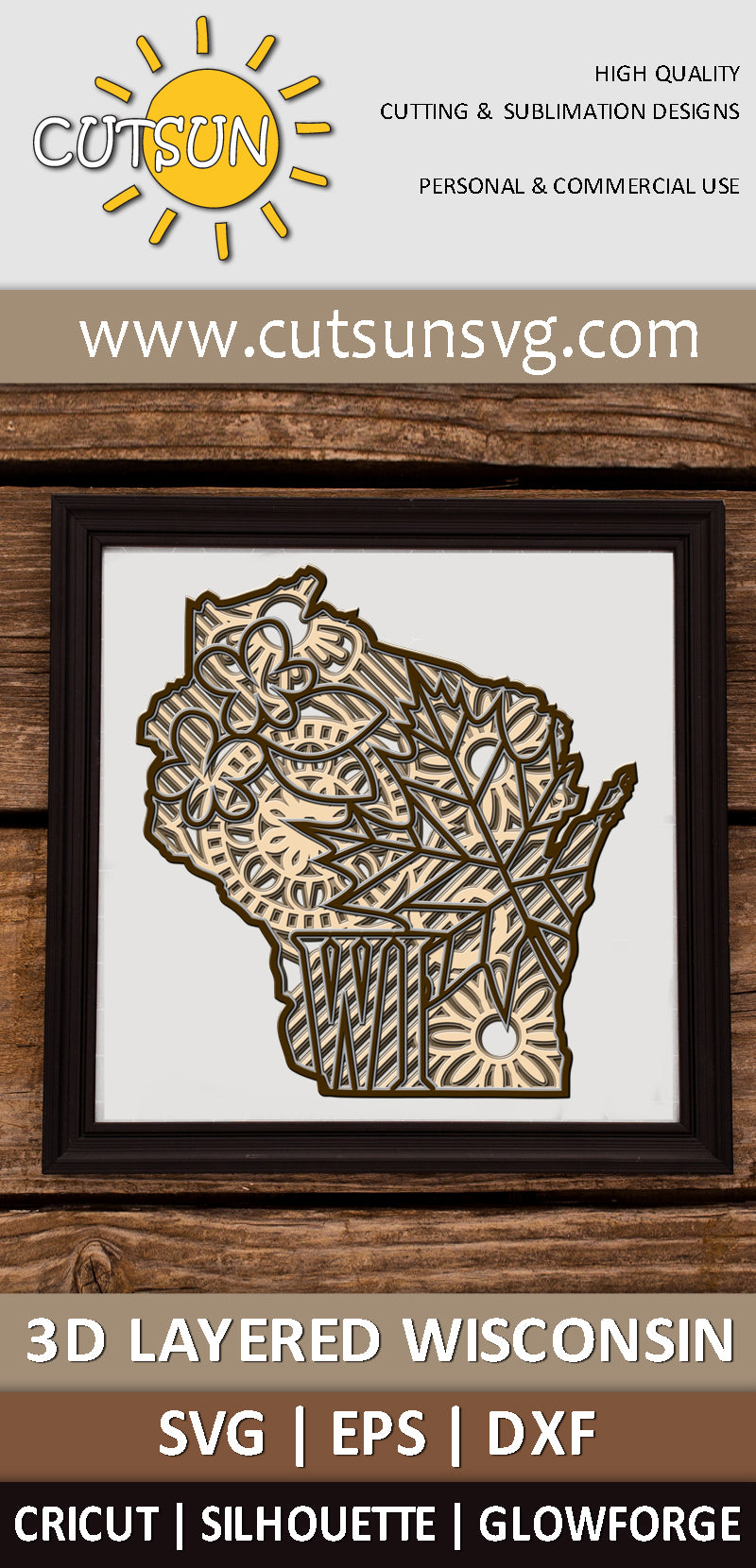 3D Layered Wisconsin Mandala SVG