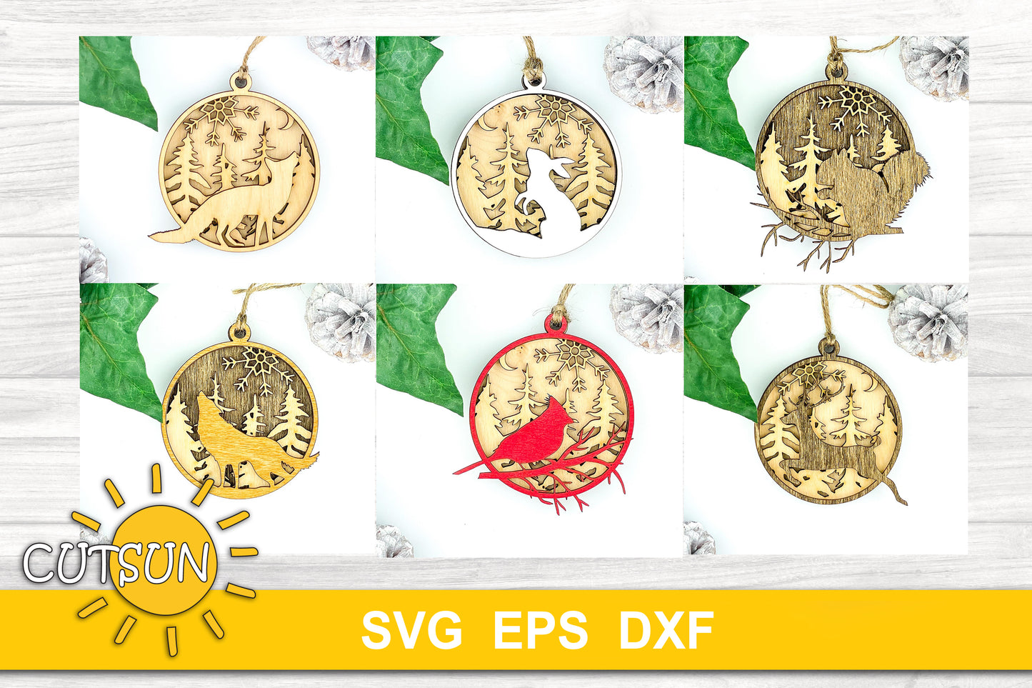 Woodland Christmas Ornaments SVG