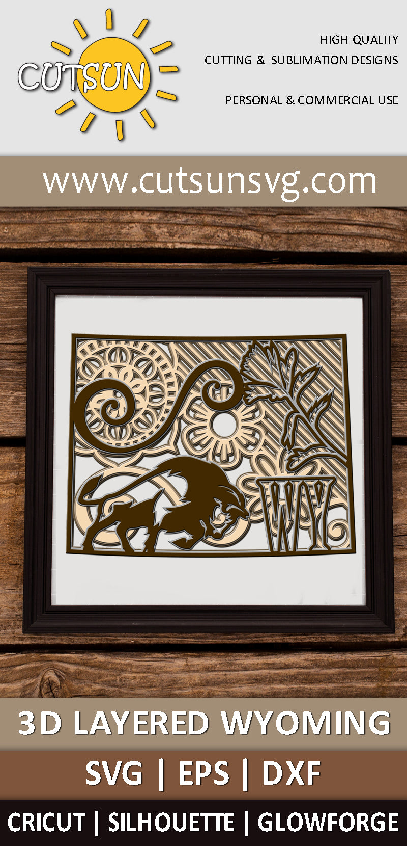 3D Layered Wyoming Mandala SVG