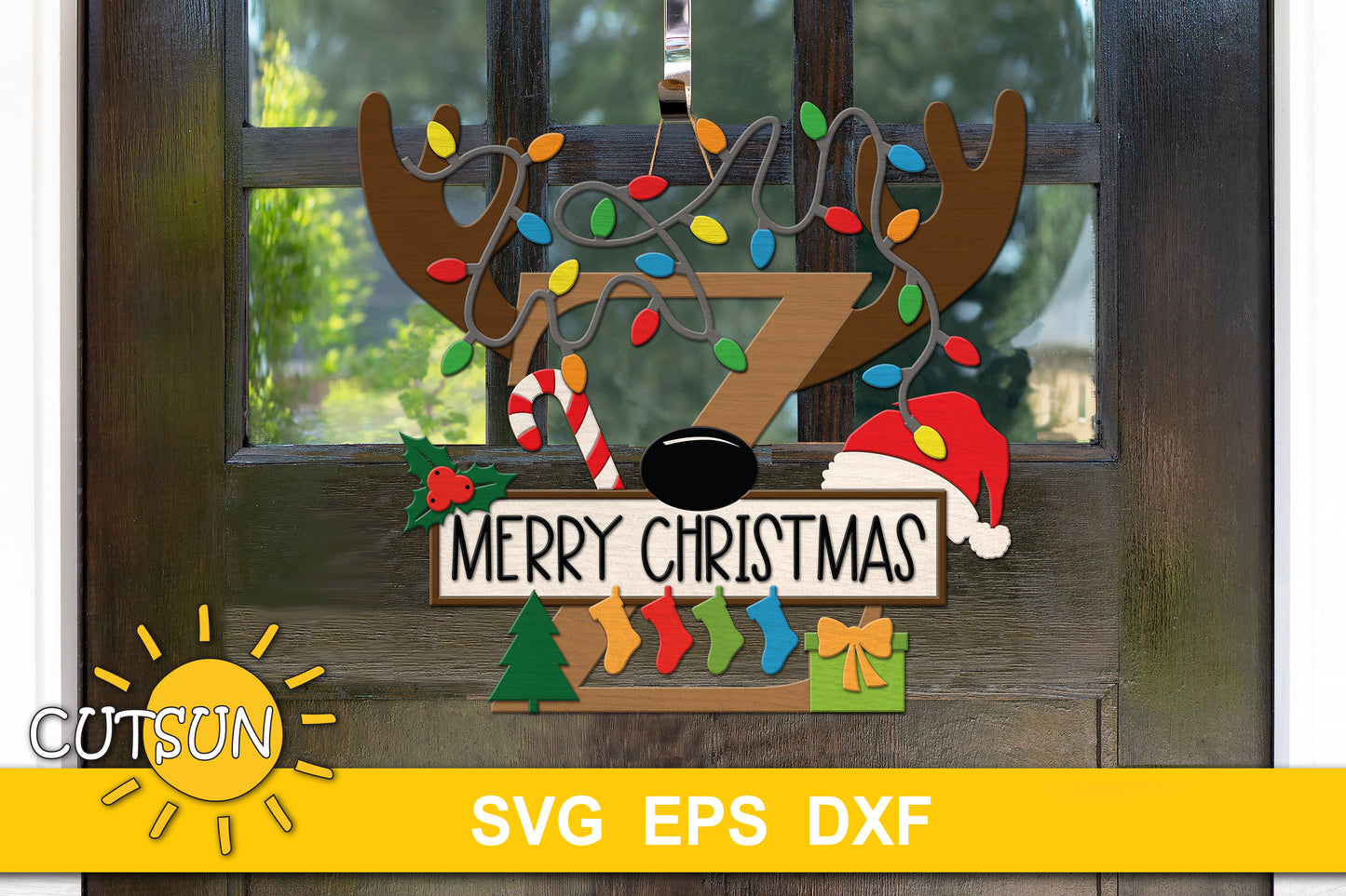 Christmas monogram letter Z door hanger SVG