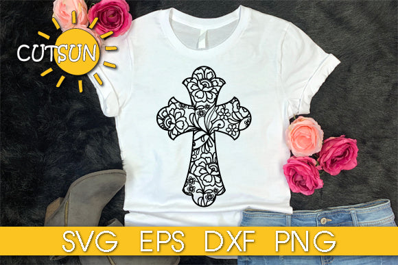 Floral Lace cross SVG